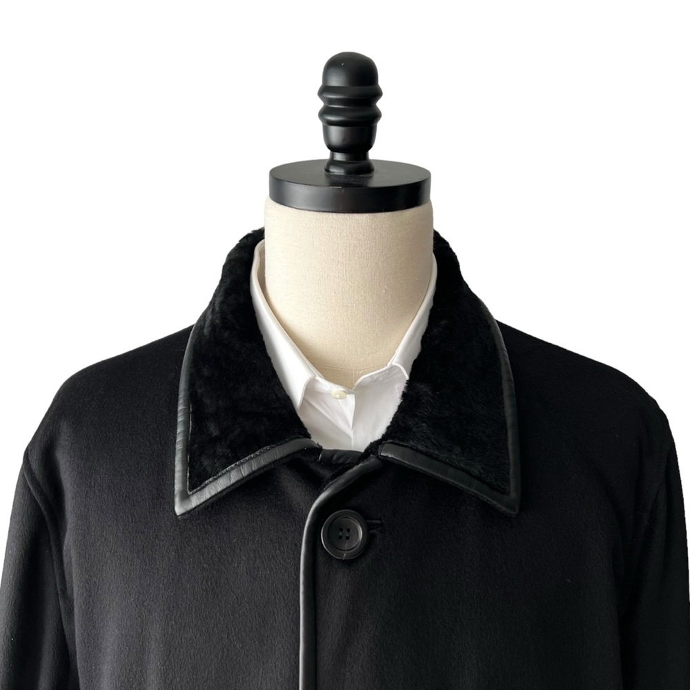 Di Bello Italy Cashmere Lamb Sherpa Leather Trim Overcoat | IT 58 (US XL)